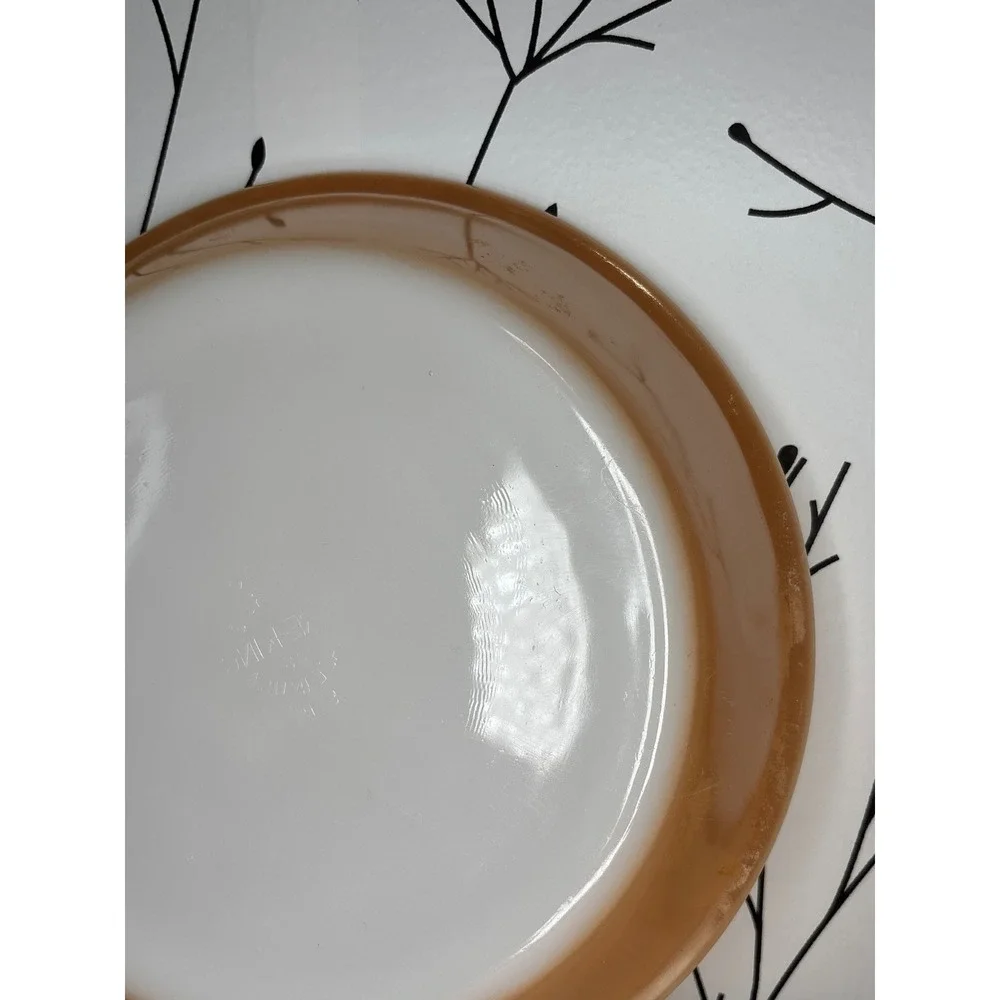 Fire-King Peach Lustre Milk Glass 9 Inch Pie Dish Vintage Ovenware Made in USA